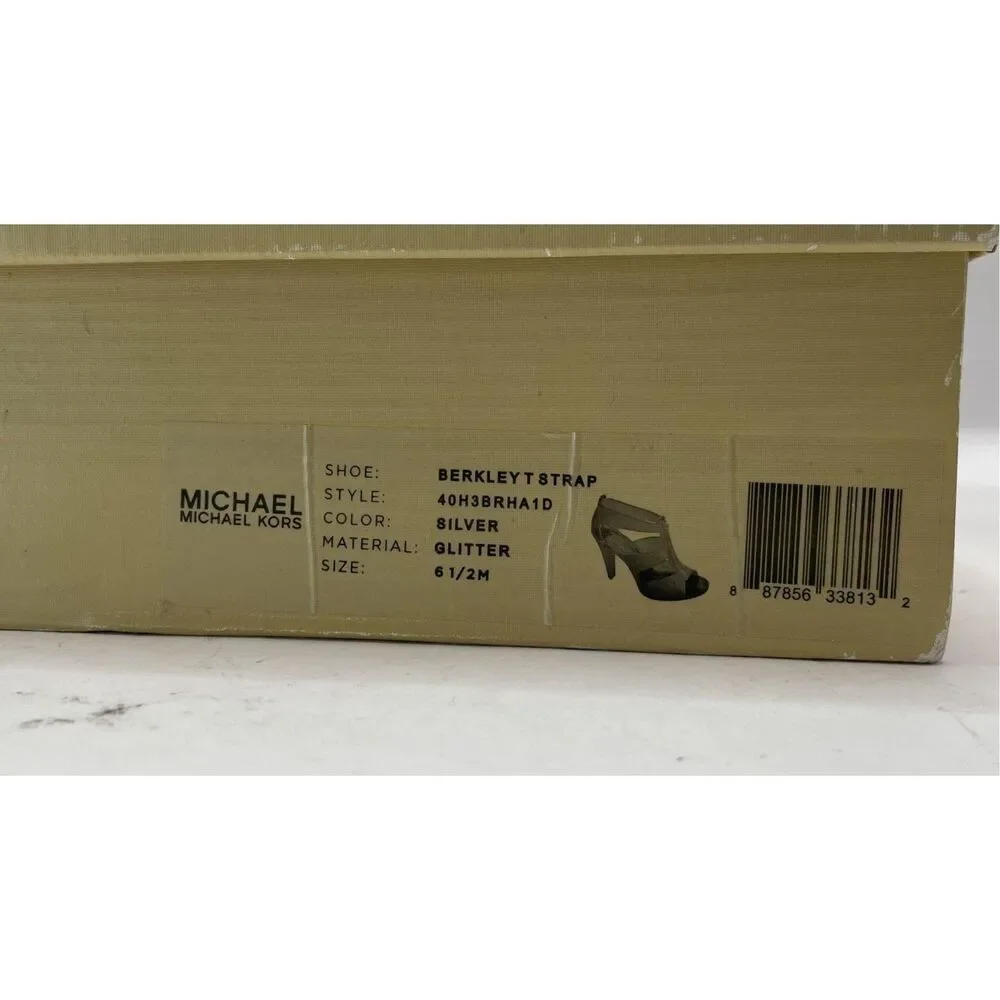 Michael Kors Silver Berkley T-Strap Sandals Size 6.5M